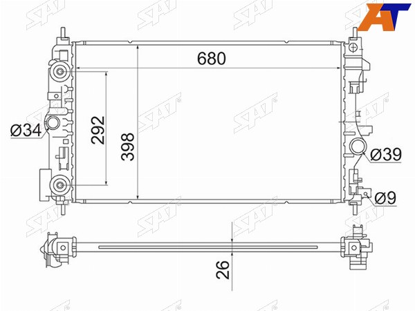Радиатор Chevrolet Cruze 09-18  Daewoo Lacetti 08-11  Opel Astra 09-15  Zafira 11-16  Chevrolet