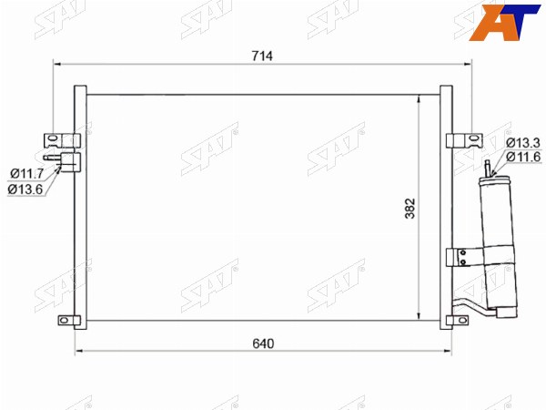 Радиатор кондиционера Chevrolet Lacetti 04-13  Daewoo Lacetti 04-09  Chevrolet Nubira 04-13  Tacu