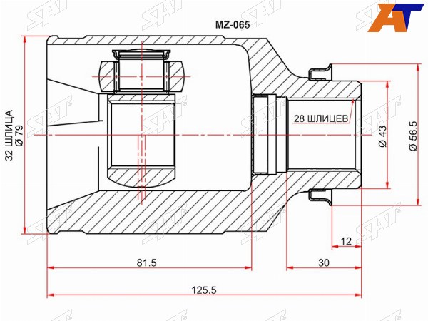 Шрус внутренний RH MAZDA 6 GH МКПП