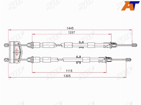 Трос ручного тормоза FORD FIESTA VI (CBK) 01-08FUSION (CBK) 02-12MAZDA 2 (DY) 02-07DEMIO DYMAZ