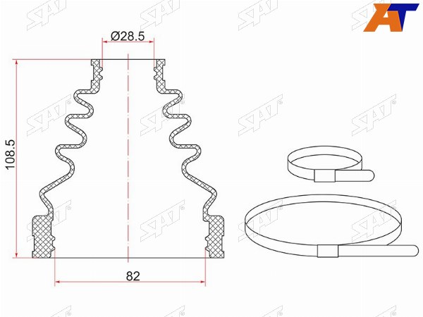 Пыльник шруса внутренний OEM TOYOTA LAND CRUISER PRADO 120 KDJ12 02-09  (2 хомута. резина)
