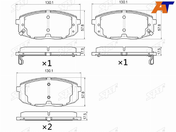 Колодки тормозные перед HYUNDAI CRETA 15-I30 07-KIA CEED 07-12 (с отверстиями под пружинки)