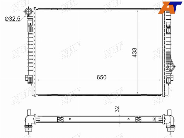 Радиатор Audi A3 12-19  Skoda Octavia 12-20  Volkswagen Golf 12-19  Passat 80-  Tiguan 16-  Aud