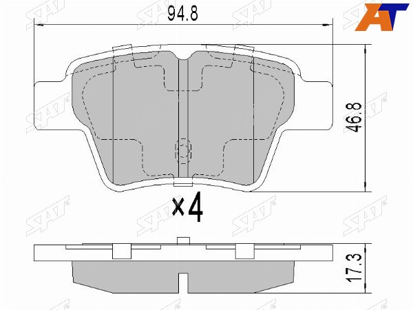 Колодки тормозные зад CITROENPEUGOET 307408GEELY EMGRAND