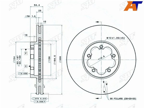 Диск тормозной (Перед) Ford Transit 06-  Tourneo Connect 02-13