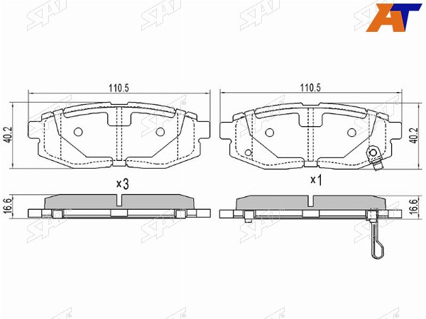 Колодки тормозные зад SUBARU BRZ 12-IMPREZA GRGH 08-TRIBECA 05-