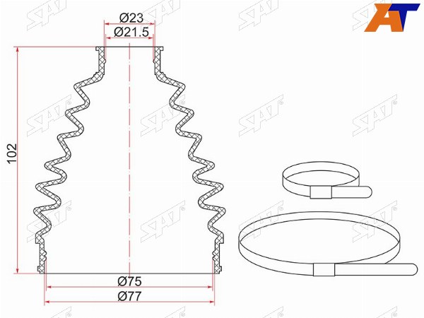 Пыльник шрус наружный MAZDA 3AXELA BLBK 03-13KIA CEED 06-12  (2 хомута. резина)