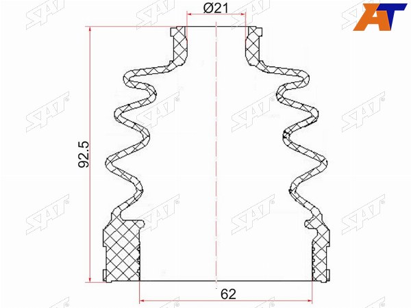 Пыльник шруса внутренний FR HYUNDAI SOLARISKIA RIO (2 хомута. резина)