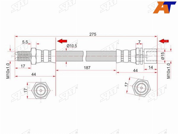 Шланг тормозной передний (Таиланд) TOYOTA LAND CRUISER PRADO 84-96 мостCHASERCRESTAMARK2 88-92