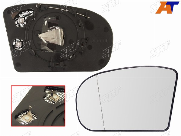Полотно зеркала MERCEDES W203 00-07W211 02-06 LH асферическое с обогревом