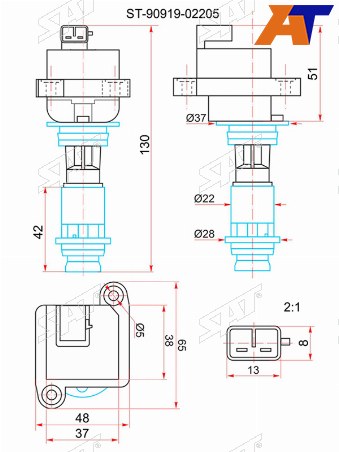 Катушка зажигания TOYOTA CHASERCRESTASOARERMARK II 91- 1-2JZGTE