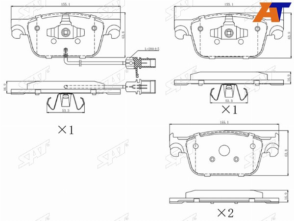 Колодки тормозные перед с датчиком износа AUDI A4 15-A5S5 16-