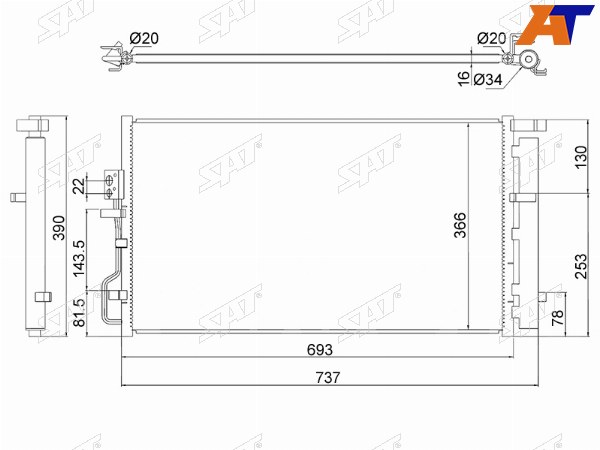 Радиатор кондиционера Hyundai Tucson 15-21  Kia Sportage 15-22