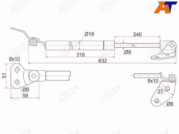 Амортизатор задней двери MAZDA DEMIO 96- LH