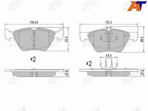 Колодки тормозные перед MERCEDES W210C208