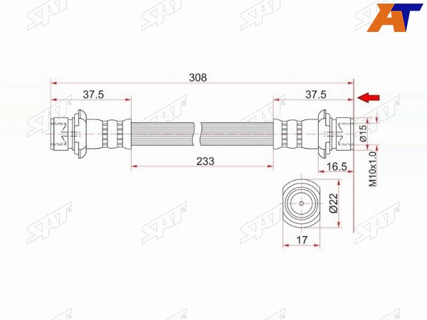 Шланг тормозной задний (Таиланд) TOYOTA LAND CRUISER 200LEXUS LX570 07- LH