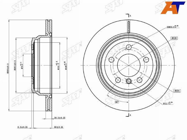 Диск тормозной BMW 3-Series 11-19  3-Series Gran Turismo 13-20  4-Series 13-20
