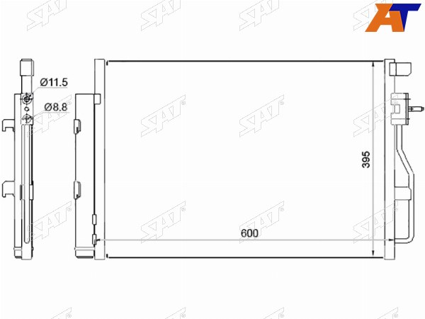 Радиатор кондиционера Chevrolet Aveo 11-15  Cobalt 13-  Opel Mokka 12-19  Chevrolet Tracker 13-15