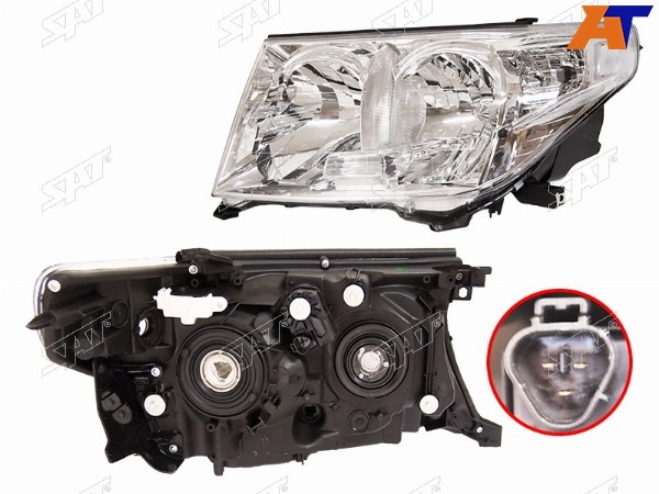 Фара TOYOTA LAND CRUISER 200 07-11 LH галоген, с электрокорректором (Евросвет)