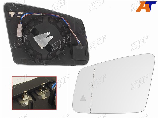 Полотно зеркала MERCEDES W204 11-14W221 09-13W212 09-16 LH асферическое с обогревом, мёртвая зона