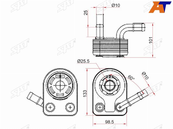 Радиатор масляный FORD C-MAX 10-FIESTA 08-FOCUS II 04-11FOCUS III 11-KUGA 13-MONDEO 07-VOLVO S