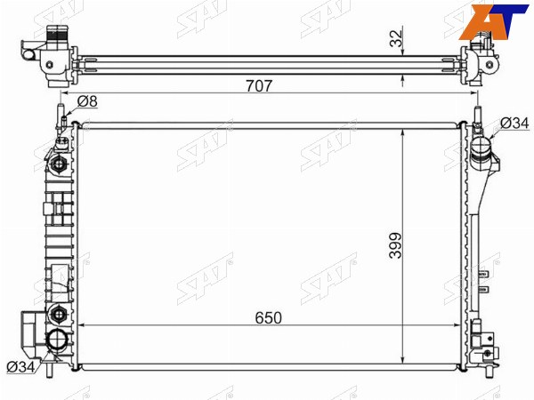 Радиатор Cadillac BLS 06-10  Fiat Croma 05-10  Opel Vectra 02-08  Saab 9-3 02-14