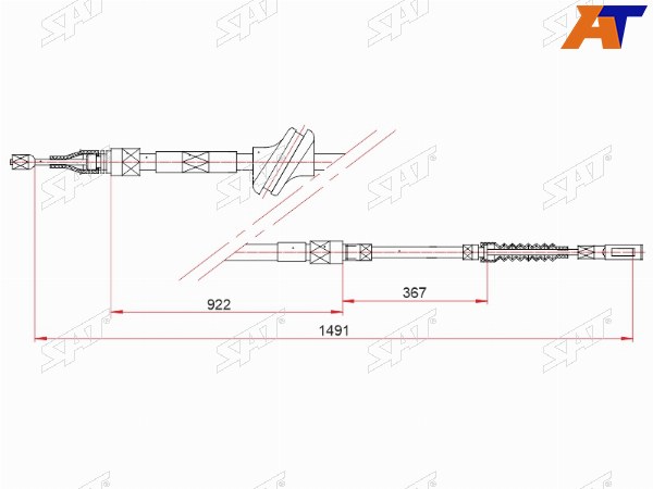 Трос ручного тормоза AUDI A6  RHLH 94-98