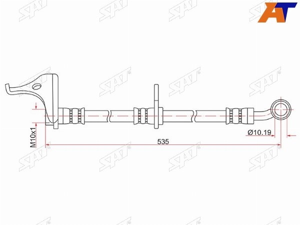 Шланг тормозной передний (Таиланд) HONDA FITJAZZ II 2008-2013 RH