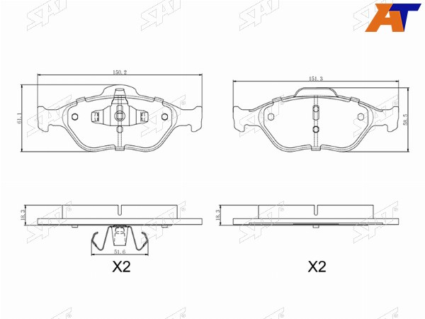 Колодки тормозные перед MAZDA2 DY 03-07