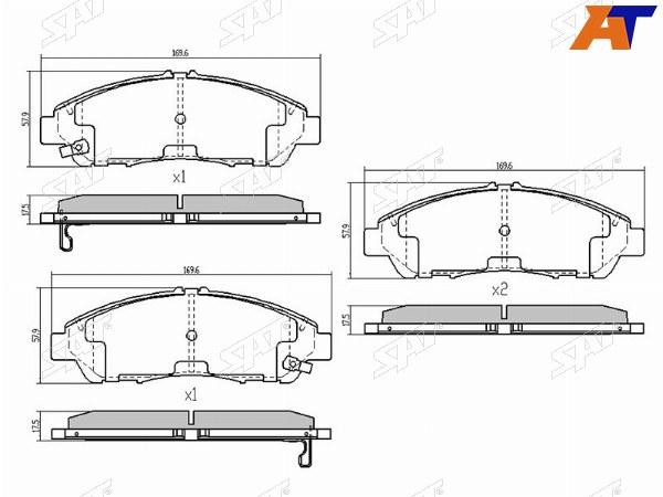 Колодки тормозные перед ACURA MDX 06- HONDA PILOT 11-