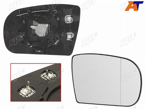 Полотно зеркала MERCEDES W210 98-02 RH асферическое с обогревом