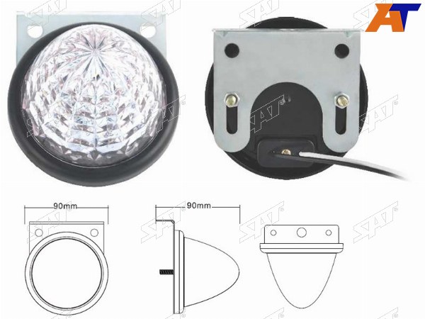 Боковые огни UNIVERSAL 12V (d90x90mm) диодный, белый