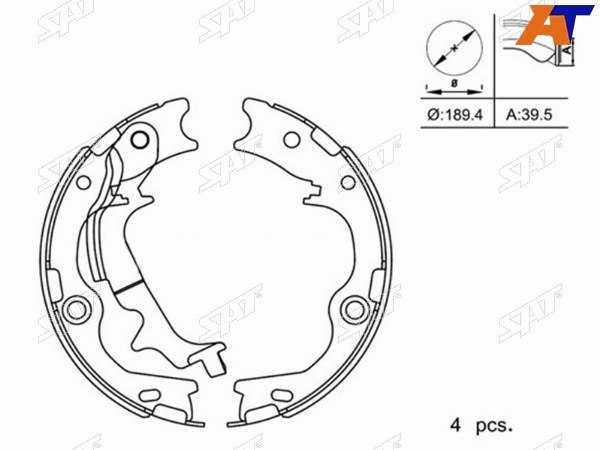 Колодки стояночного тормоза HYUNDAI TUCSONIX35 09-15KIA SPORTAGE 10-15