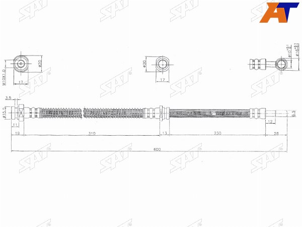 Шланг тормозной перед (Таиланд) MITSUBISHI OUTLANDER 01-08 LH=RH