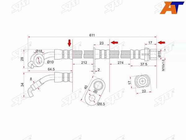 Шланг тормозной передний (Таиланд) TOYOTA RAV4 00-05 LH