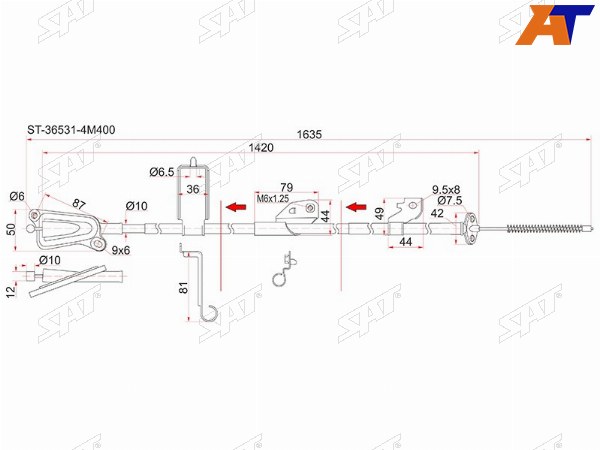 Трос ручника NS Blueberd Sylphy G10, Sunny B15, Almera N16, QG 2WD -LH