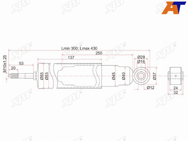 Амортизатор передний NISSAN ATLASCONDOR торс.HYUNDAI PORTER 2WD 92- LH=RH