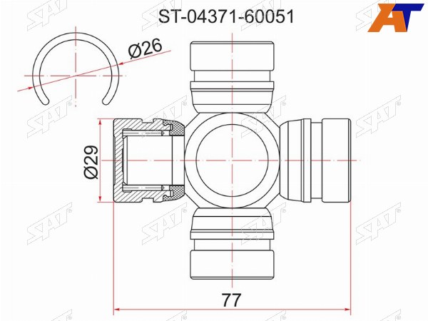 Крестовина кардана FR TY LCR UZJ100HDJ100 ATM, Dyna LY2
