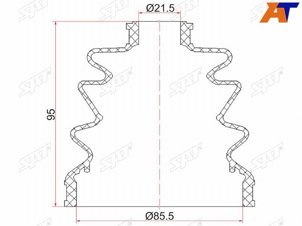 Пыльник шруса наружный TOYOTA PRIUS 30NISSAN WINGROAD Y10,Y11SUNNY B11-B15ALMERA 86-06 (2 хомута.