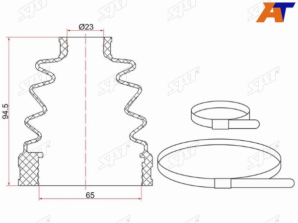Пыльник шруса внутренний MITSUBISHI ASX GAOUTLANDER CU  02-16 (2 хомута. резина)