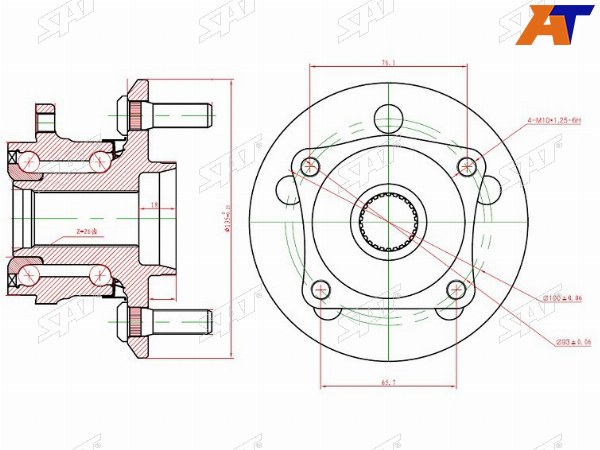 Ступичный узел задн. TOYOTA VISTA ARDEOCALDINAALLIONWISHOPAAVENSIS AZT255 4WD 98-07