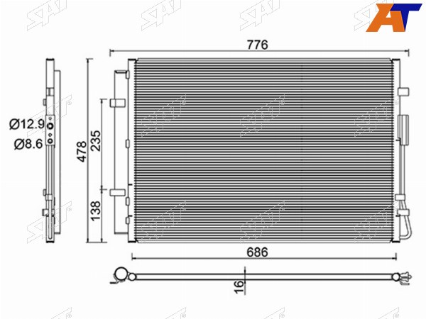 Радиатор кондиционера Hyundai Palisade 18-22