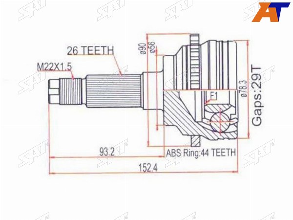Шрус наружный MAZDA FAMILIA BJ RFPREMACY 2WD 98- ABS