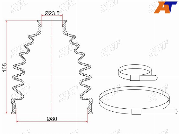 Пыльник шруса наружный  FR MAZDA CX-5  (2 хомута. резина)