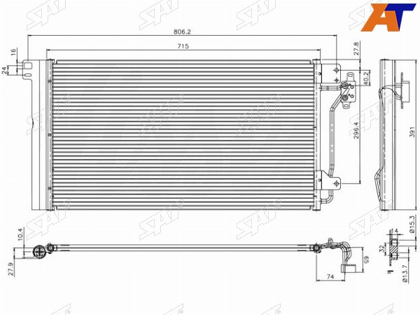 Радиатор кондиционера Volkswagen Transporter 03-15  Multivan 03-15