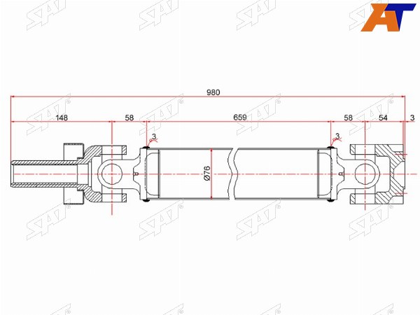 Вал карданный перед MITSUBISHI PAJERO V4W 6G72MONTERO V4W 6G72