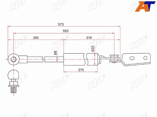 Амортизатор задней двери SUBARU FORESTER 02-08 LH