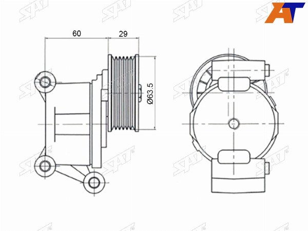 Натяжитель приводного ремня FORD FOCUS IIC-MAX 1,8-2,0 03-MAZDA 35 1,8-2,0 05-VOLVO 1,8-2,0 04-