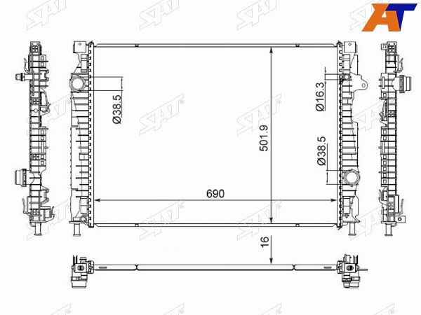 Радиатор Land Rover Discovery Sport 14-  Range Rover Evoque 15-18