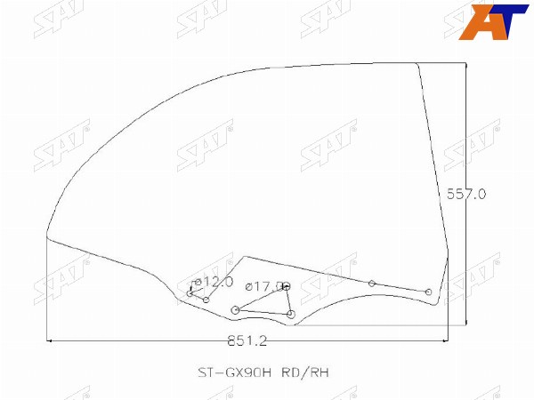 Стекло боковое опускное (Сзади Справа Цвет зеленый) Toyota Chaser (X90) 92-96